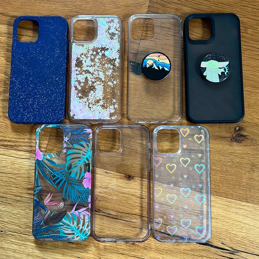 iPhone 12 cases, two with pop sockets